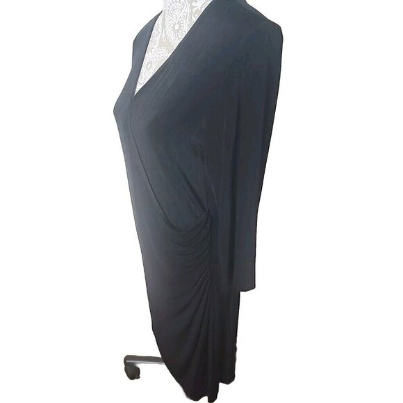 Chico's Travelers Dress Black Bodice Wrap Side Gathered Knee Length Women's 12 - Picture 5 of 10